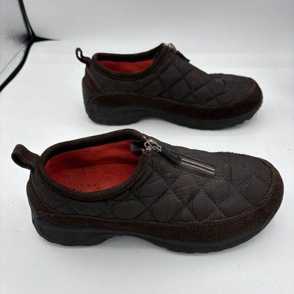 Lands' End Shoes Women Size 7.5 B Weatherfield Quilted Zip Brown Hiking 86524 G2 - Picture 7 of 9
